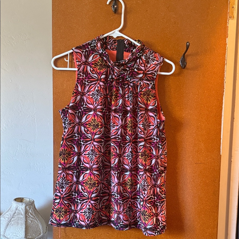 Worthington Geometric Pink and Black Blouse